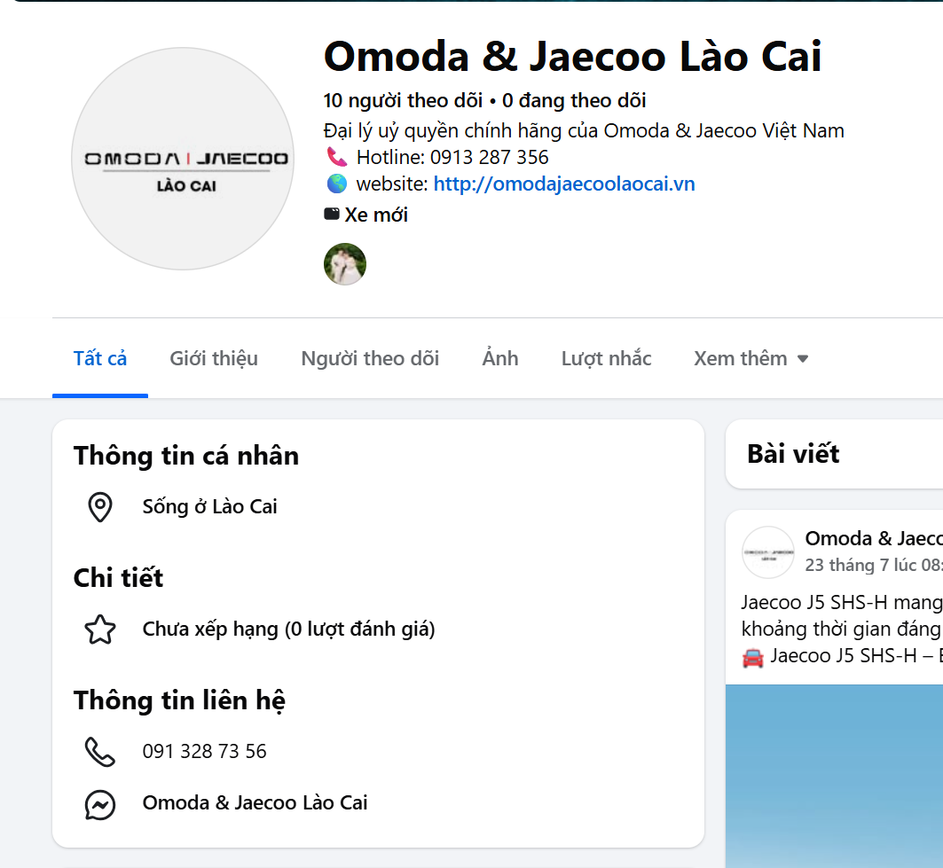 Facebook Omoda Jaecoo Lào Cai
